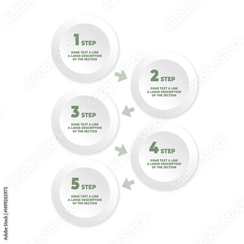 gray modern infographic vector template design in circle shape with next step option