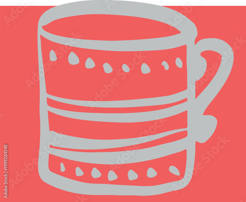 Restaurant table setting cups. Drawing, ink, line art, vector