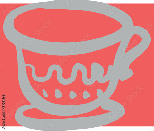 Restaurant table setting cups. Drawing, ink, line art, vector