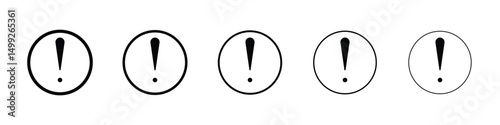 Exclamation button icon or logo illustration outline black style
