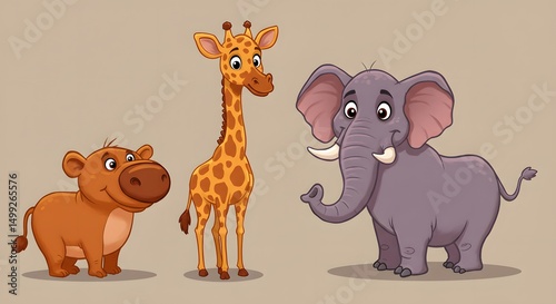 set of funny cartoon animals