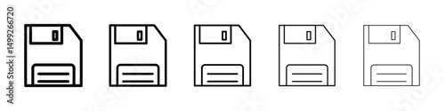 Floppy disk icon or logo illustration outline black style