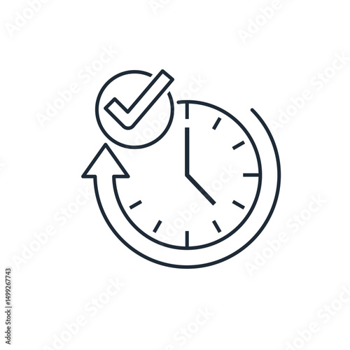 Effective, profitable moment of time. Vector linear icon illustration isolated on white background.