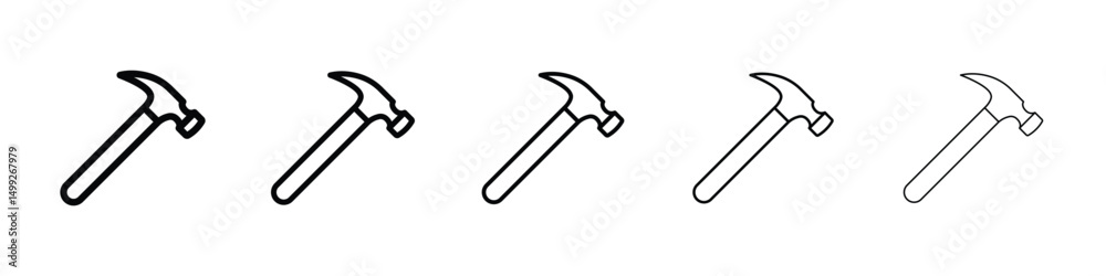 Hammer icon or logo illustration outline black style Hammer icon or logo illustration outline black style