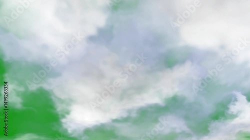 Beautiful white clouds motion graphic clouds effects on green sky screen background, cloud, clouds sky