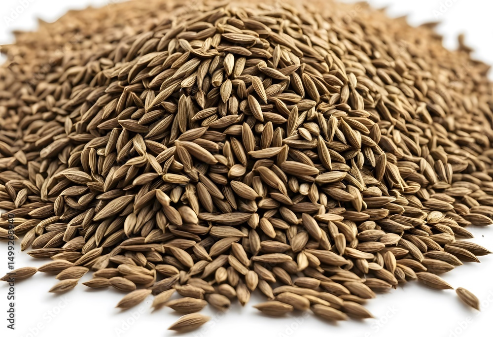 Obraz premium Close - up Cumin Grain or Cumin Seeds Have a Light Brown Color AI Generated