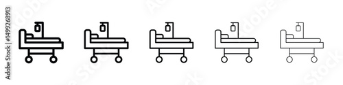 Hospital bed icon or logo illustration outline black style