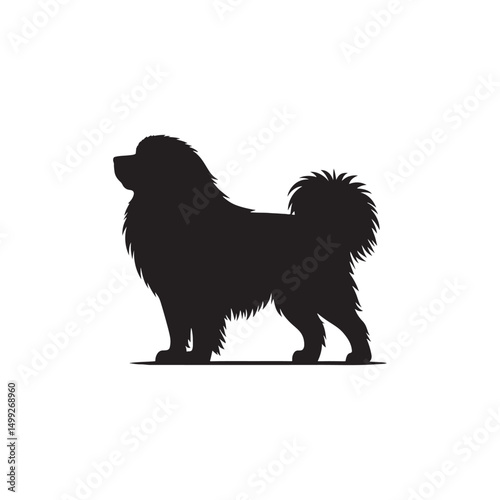 **"Majestic Tibetan Mastiff Vector Silhouette: Powerful Dog Design Featuring Thick Fur, Strong Build, and Noble Presence in Clean, Minimalist Style for Crafts and Digital Artwork"**
