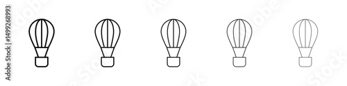 Hot air balloon icon or logo illustration outline black style