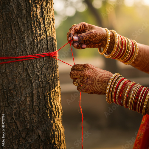 Indian Bride Tying Red Thre...