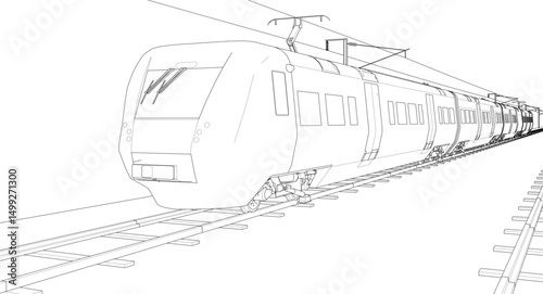  modern electric train 3d illustration