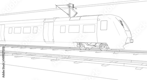  modern electric train 3d illustration
