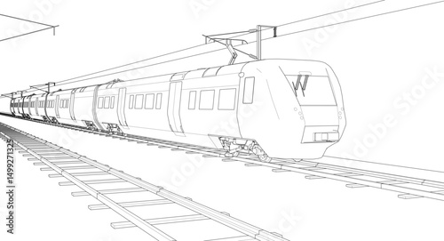  modern electric train 3d illustration
