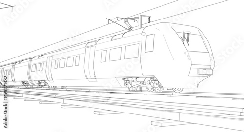 modern electric train 3d illustration