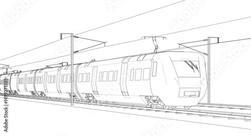  modern electric train 3d illustration