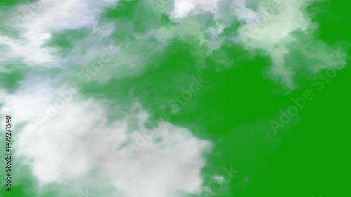 Beautiful white clouds motion graphic clouds effects on green sky screen background, cloud, clouds sky
