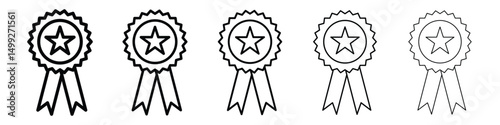 Medal icon or logo illustration outline black style