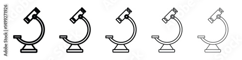 Microscope icon or logo illustration outline black style