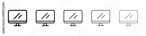 Monitor icon or logo illustration outline black style
