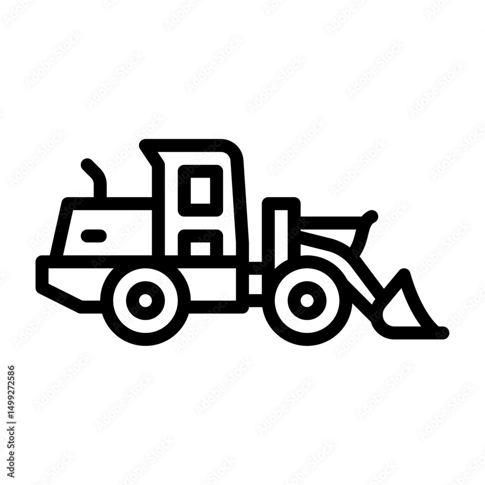 Fototapeta premium Front loader outline icon. construction vehicle black line illustration.