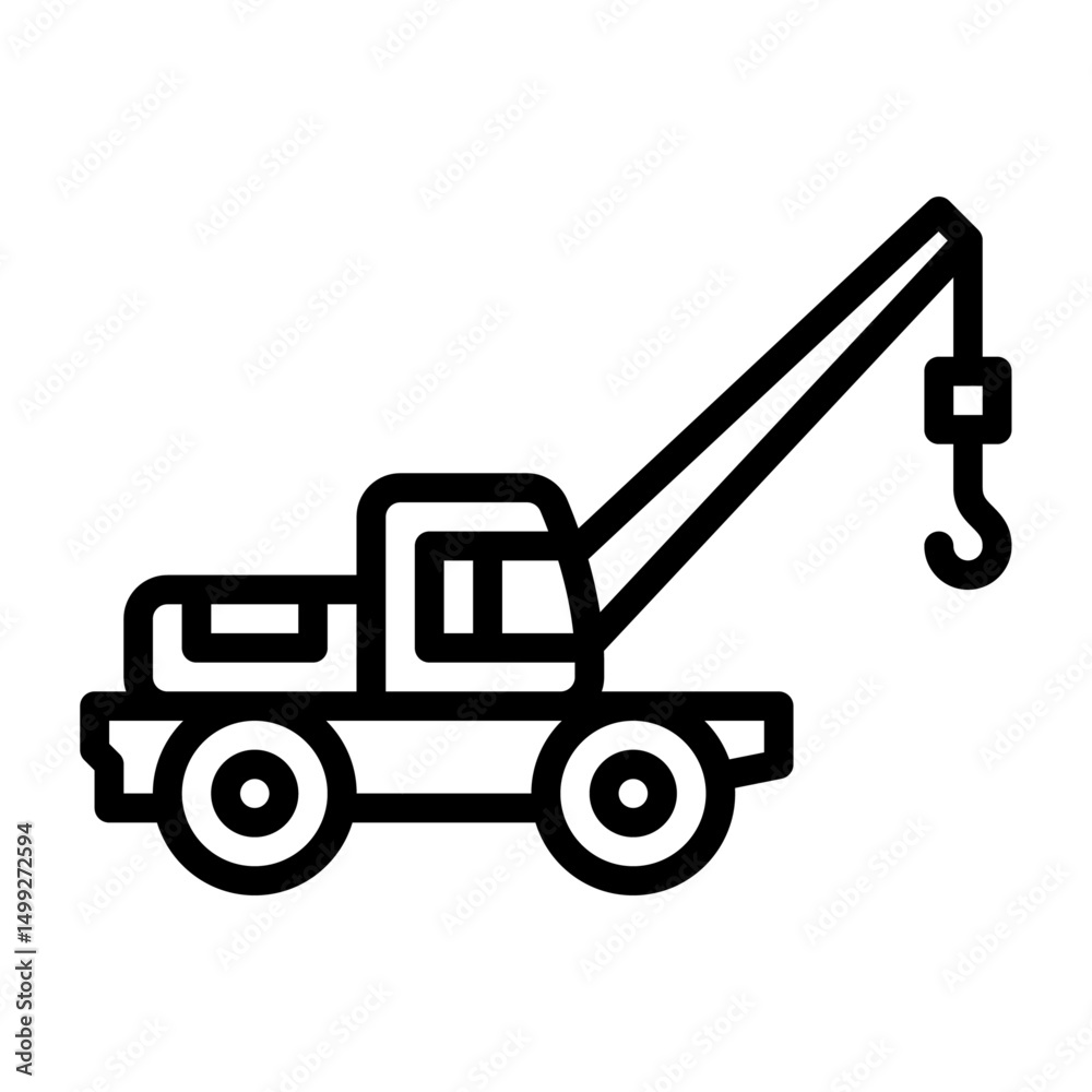Naklejka premium Crane outline icon. construction vehicle black line illustration.
