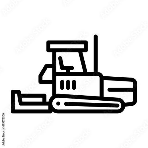 Asphalt paver outline icon. construction vehicle black line illustration.