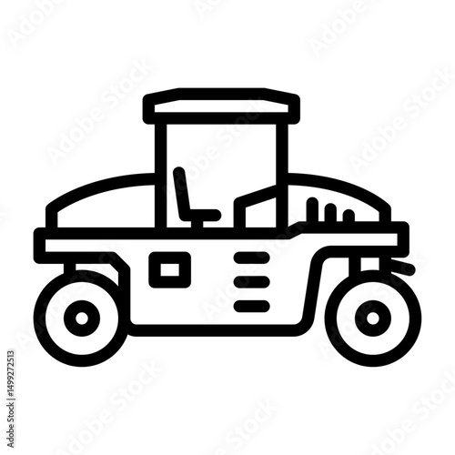 road roller outline icon. construction vehicle black line illustration.