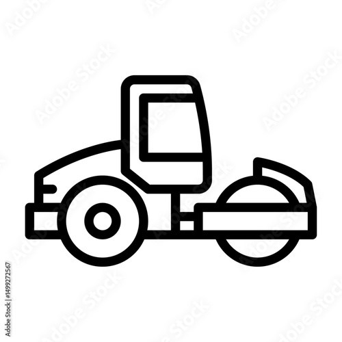 Road roller outline icon. compactor black line illustration.