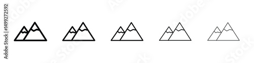 Mountain icon or logo illustration outline black style