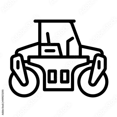 Road roller outline icon. compactor black line illustration.