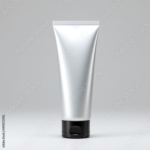 A tube of white cream is sitting on a white surface