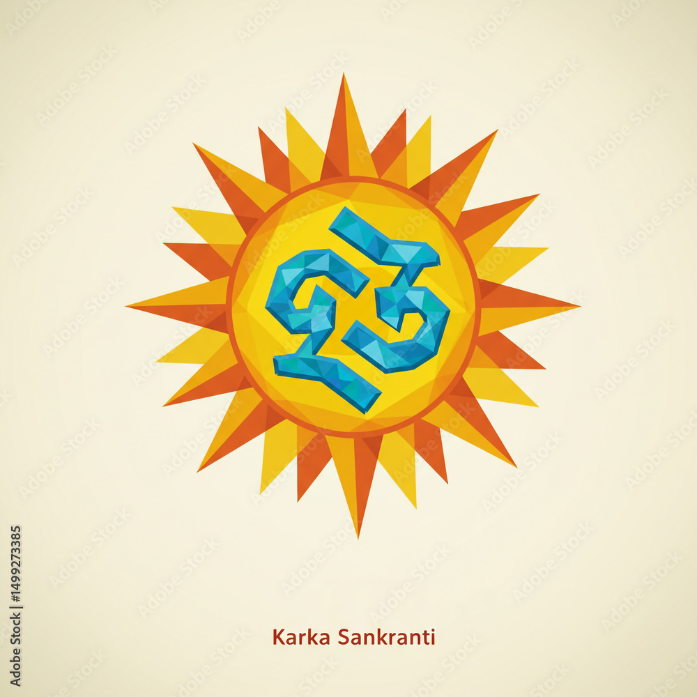Fototapeta premium Karka Sankranti Sun Festive Symbol Design