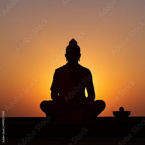 Serene Monk Silhouette at S...