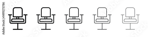 Office chair icon or logo illustration outline black style