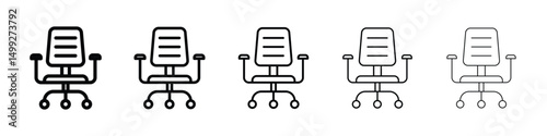 Office chair icon or logo illustration outline black style