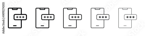 Otp sms password icon or logo illustration outline black style