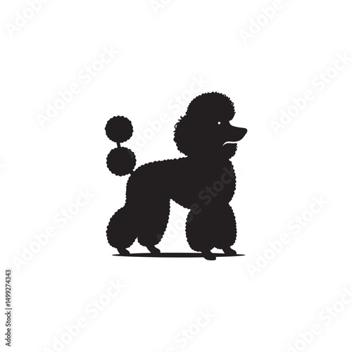 **"Elegant Toy Poodle Vector Silhouette: Stylish Small Dog Design Featuring Curly Fur, Graceful Posture, and Playful Expression in Clean, Minimalist Style for Crafts and Digital Art"**
