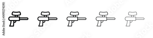 Paintball gun icon or logo illustration outline black style