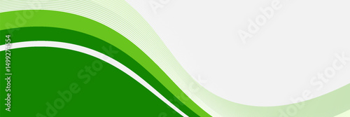 Abstract White and Green wave wide background banner
