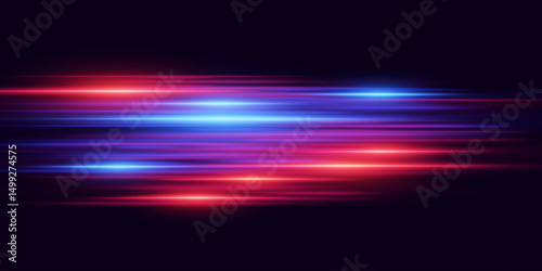 Neon light lines futuristic glowing speed traces.