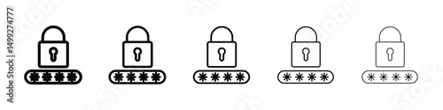 Password icon or logo illustration outline black style