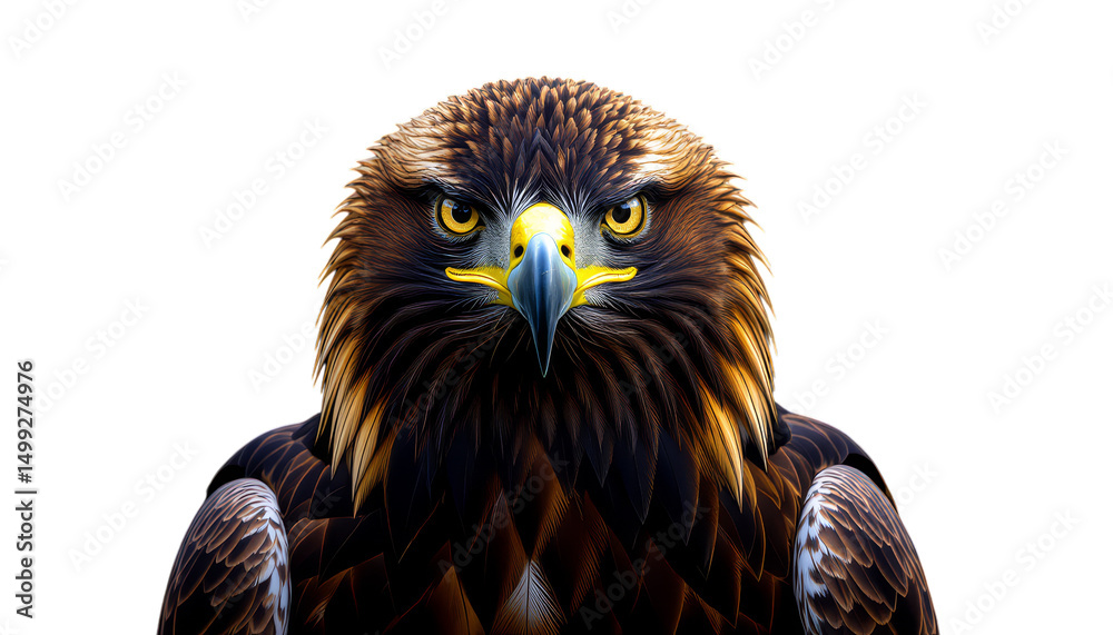 Fototapeta premium Golden Eagle Head, Isolated Transparent Background