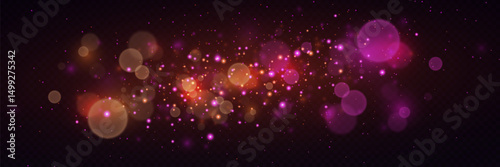 Magical glowing bokeh particles with bright lights.
