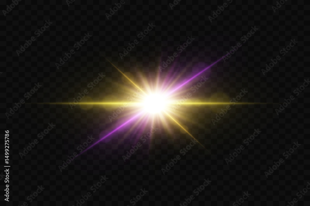 Obraz premium Beautiful glowing explosion with bright flash, magical star effect.