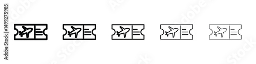Plane Ticket icon or logo illustration outline black style