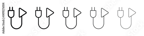 Plug and play icon or logo illustration outline black style