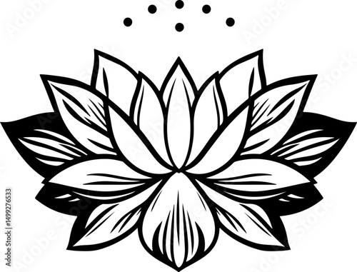 Elegant Lotus Flower with Spiritual Dots vector