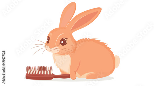 A digital illustration depicts a light orange, cartoonish rabbit seated in profile view, facing left. The rabbit is depicted with large, expressive eyes, and a soft, fluffy coat.