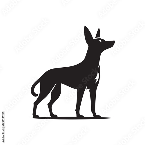 **"Distinctive Xoloitzcuintli Vector Silhouette: Sleek Mexican Hairless Dog Design Featuring Unique Profile, Smooth Coat, and Alert Stance in Clean, Minimalist Style for Crafts and Digital Art"**

