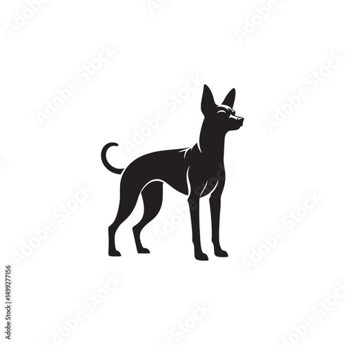 **"Distinctive Xoloitzcuintli Vector Silhouette: Sleek Mexican Hairless Dog Design Featuring Unique Profile, Smooth Coat, and Alert Stance in Clean, Minimalist Style for Crafts and Digital Art"**
